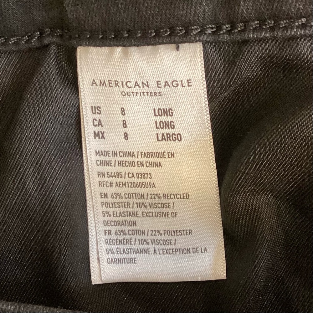 American Eagle 8 Long High Rise Jeggings Black Skinny Women’s Jeans Stretch - Picture 9 of 11